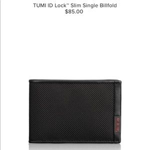 TUMI ID Lock Slim Single Billfold Black Wallet NEW